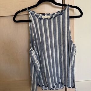 Cloth & Stone Navy and White Striped Tank Top